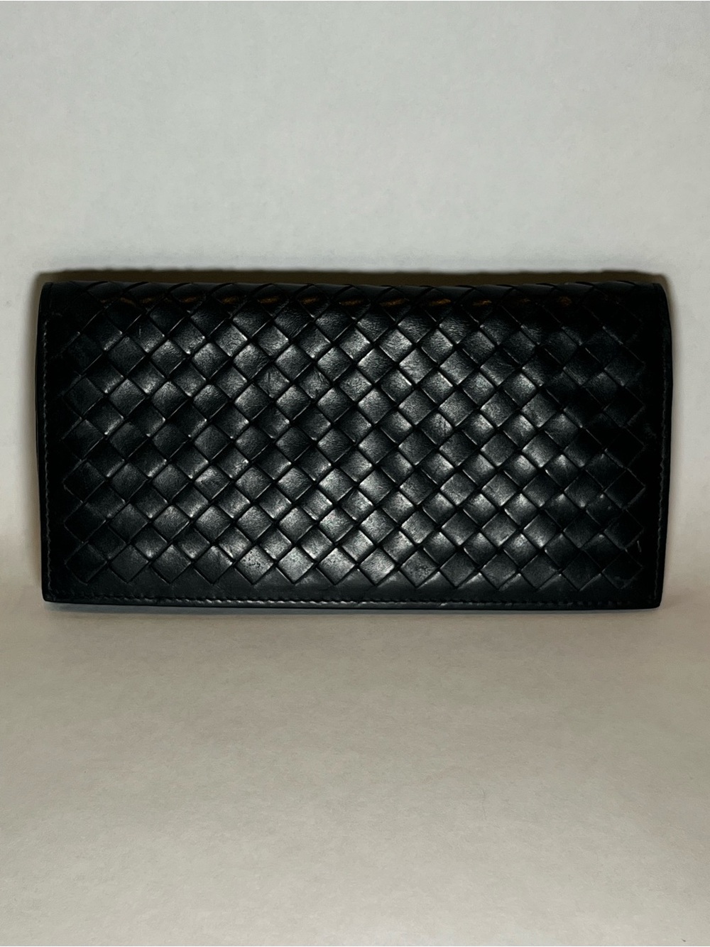Bottega Veneta Black Leather Zip Clutch
